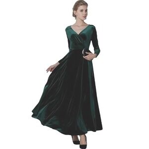 Urban Coco Velvet Maxi Dress Sz L Basque Waist Elegant Romantic Balletcore Fairy